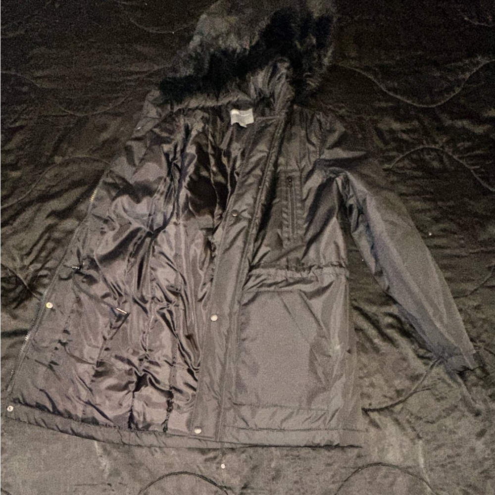 Black Hooded Parka Coat